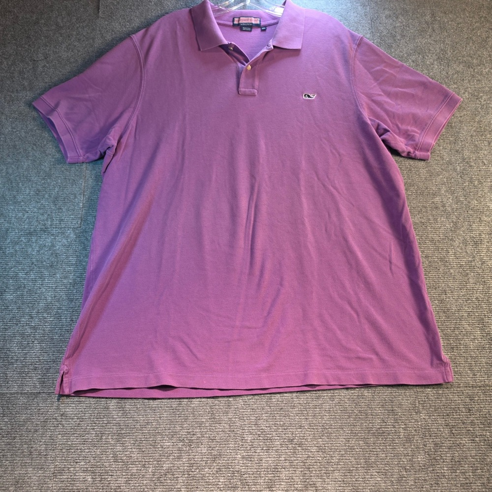 Vineyard Vines Polo Shirt Mens XXL Purple Good Cotton Pique Short Sleeve Whale